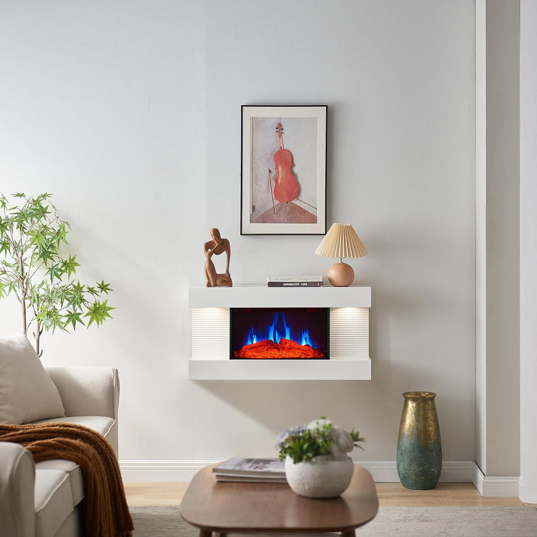 BALDERIA Elektrokamin Ida | Elektrischer Wandkamin mit 3D-Flammeneffekt | Elektro Heizung 1800W | Ka