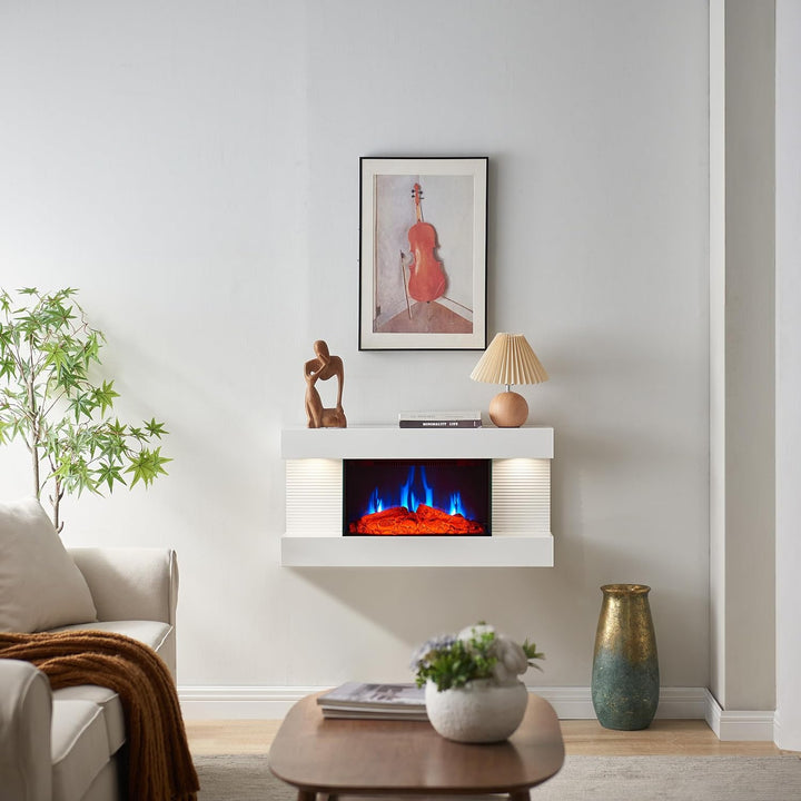 BALDERIA Elektrokamin Ida | Elektrischer Wandkamin mit 3D-Flammeneffekt | Elektro Heizung 1800W | Ka