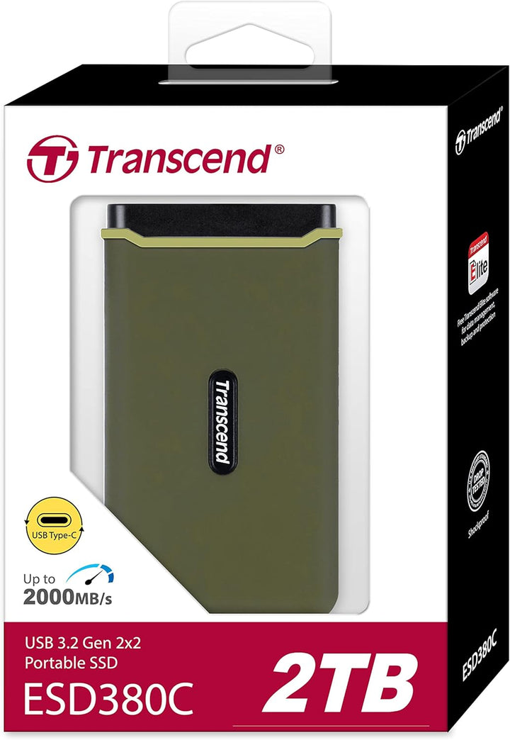 Transcend 2TB USB 3.2 Gen 2x2 USB Type-C ESD380C Portable SSD Solid State Drive TS2TESD380C
