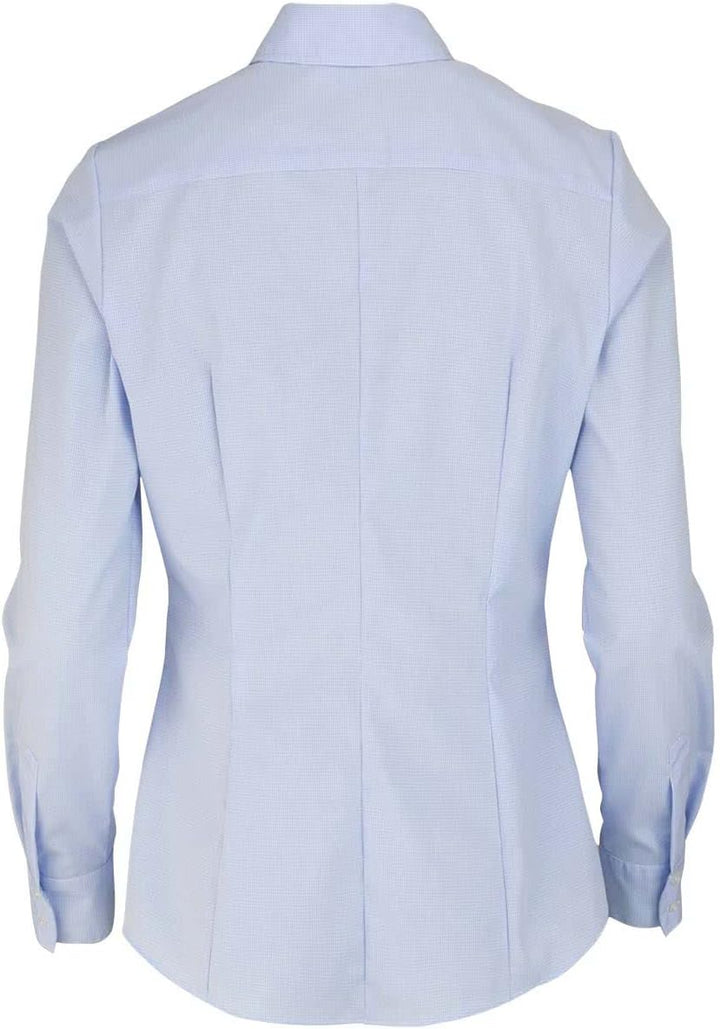 Seidensticker Damen Hemdbluse Langarm Slim Fit Gemustert Bügelfrei Bluse 36 Hellblau Karo, 36 Hellbl
