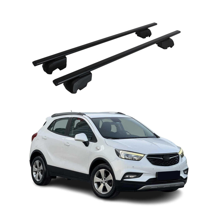 Dachträger Gepäckträger kompatibel mit Opel Mokka X 2015-2023 Grundträger Schwarz 2X TÜV, Schwarz