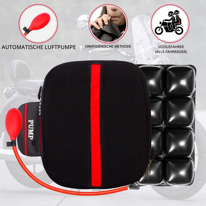 GRAND PITSTOP Motorcycle Air Seat Cushion, on The go inflate &amp; Deflate, Pressure Relief Motorcycle S