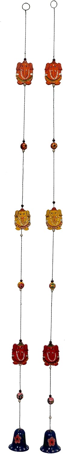 Purpledip Wandbehang mit Ganesha & Glocken (2er-Set): Einzigartige Wanddekoration für Glück und posi