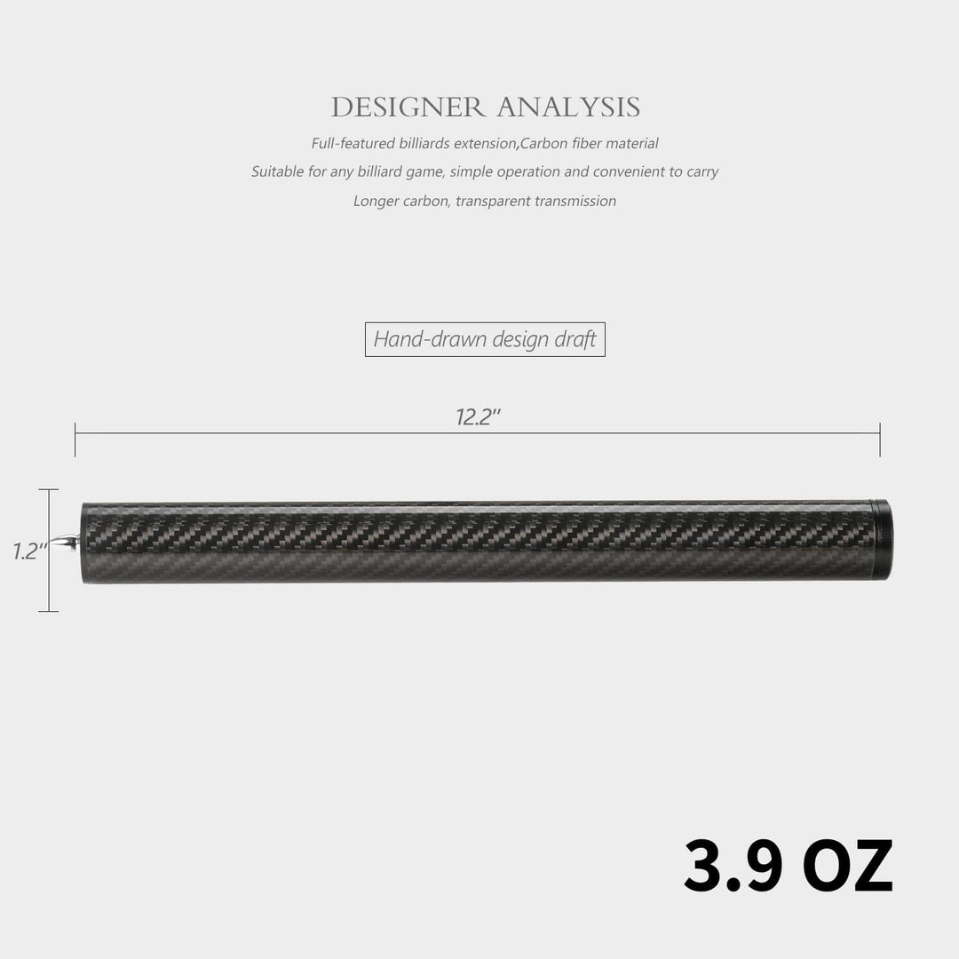 Konllen Pool-Queue-Verlängerung mit 3 Stossfängern, Carbonfaser, Billard-Queue-Verlängerung, Billard