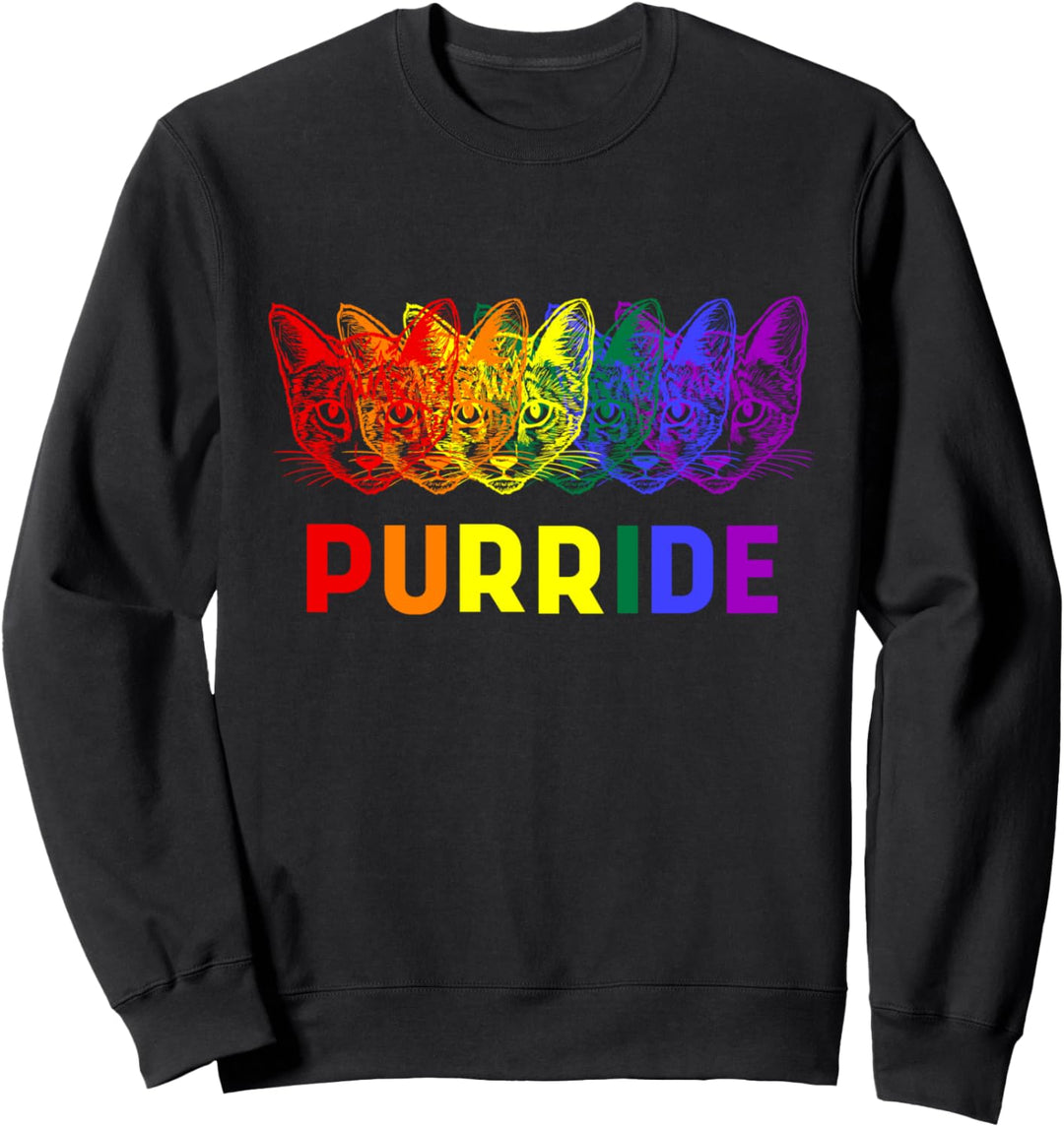 Gay Pride Tee for Women Men Purride LGBT Rainbow Cat Lover Sweatshirt