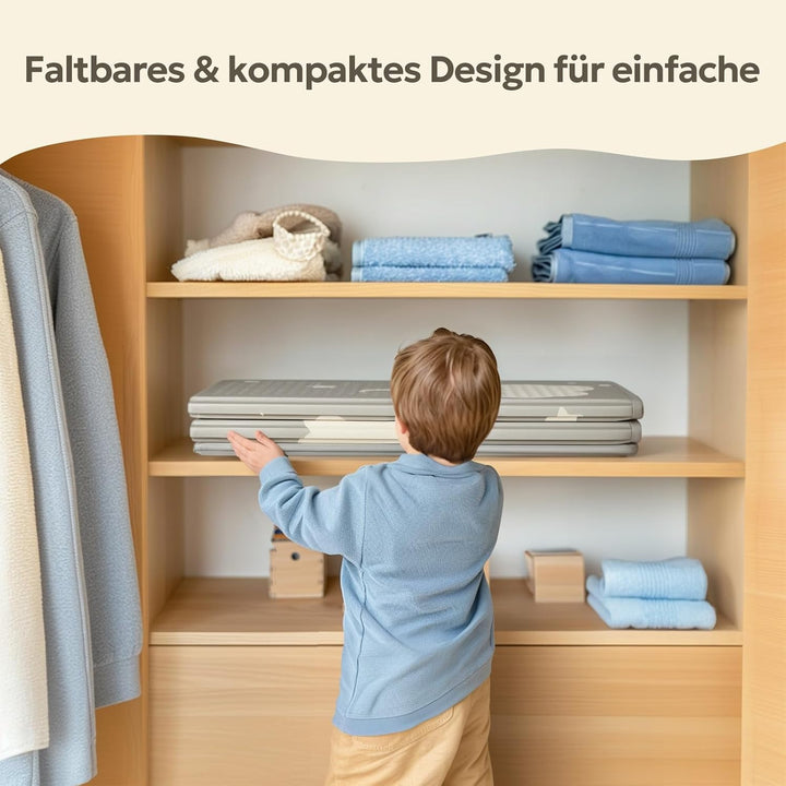 Mallify Krabbelmatte 120x120x1cm für Baby, Faltbar &amp; Schadstofffrei, Beidseitig Verwendbare Spielmat