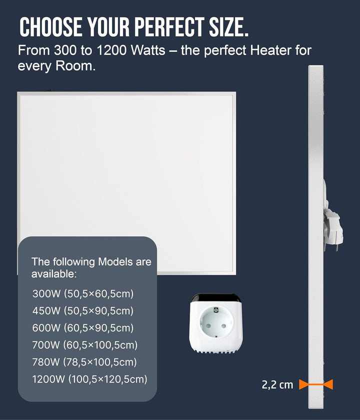 VIESTA® Infrarot Wandheizung mit Thermostat [FERNBEDIENUNG + WIFI STEUERUNG] – Infrarotheizung Wandm