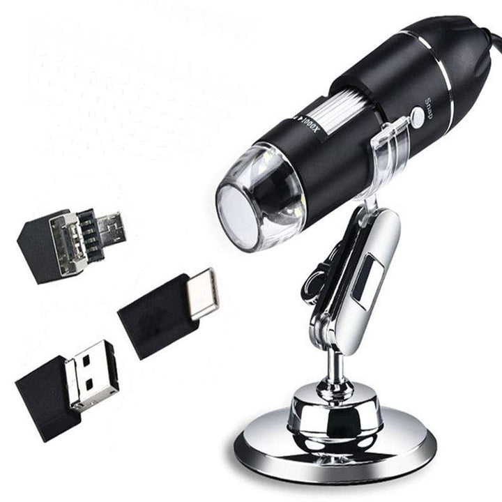Meichoon Digitales Mikroskop, 3-in-1 USB Schnittstelle,1600 x Kamera,mit Flexiblem Ständer,Kompatibe