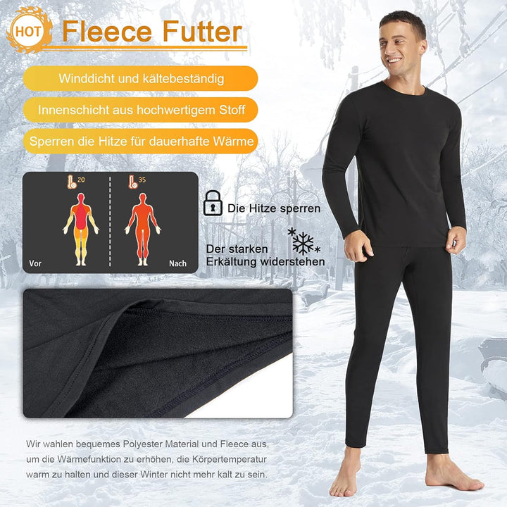 SIMIYA Herren Thermounterwäsche Set, warme Unterwäsche mit Innenfleece, Ultraleicht Oberteil und Unt