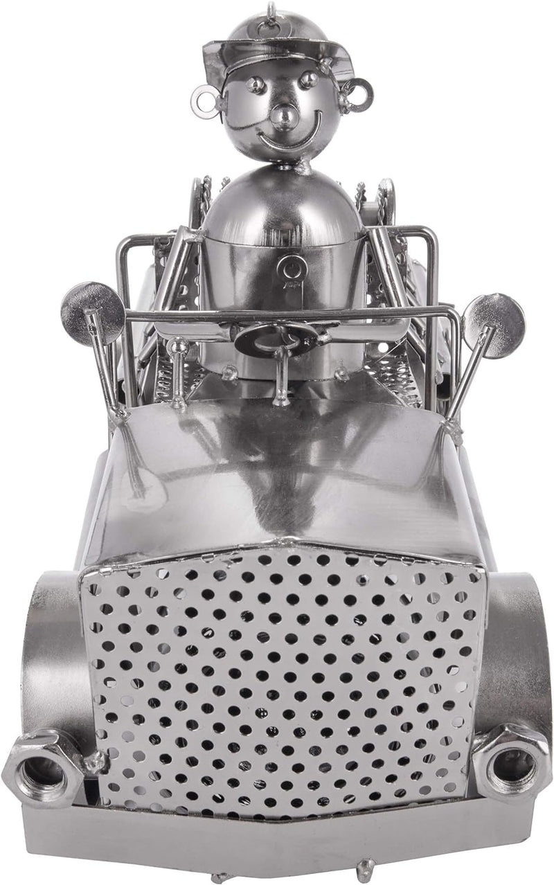 Brubaker Weinflaschenhalter Feuerwehr - Feuerwehrauto Metall Skulptur Flaschenständer - 32 cm Metall