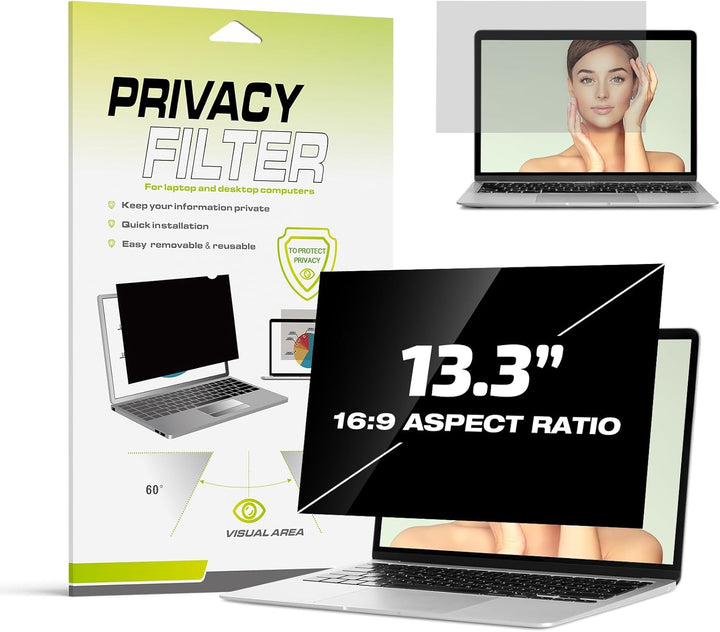 Fluflyer 13,3 Zoll Laptop Blickschutzfolie 16:9, Anti-Blaulicht, Blendfrei, Augenschutz, Anti-Reflex