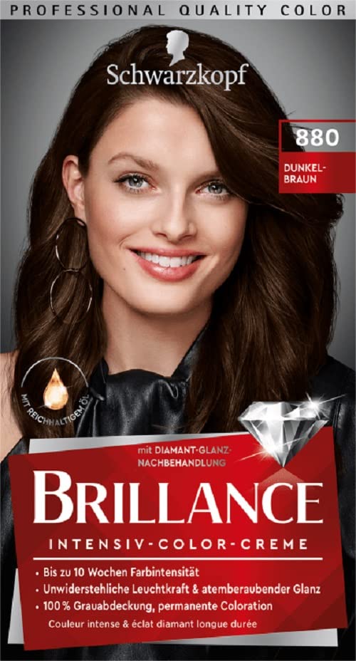 Schwarzkopf Haarfarbe Brillance, 880 Dunkelbraun Dunkelbraun 1 stück (1er Pack), Dunkelbraun 1 stück