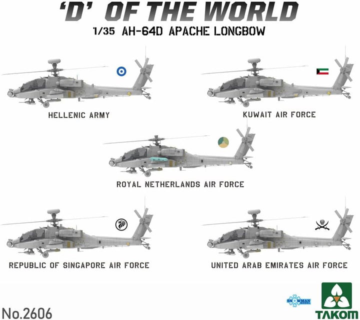 TAKOM 2606 "D Of the World AH-64D Apache Longbow Attack Helicopter Limited Edition Massstab 1:35 Mod