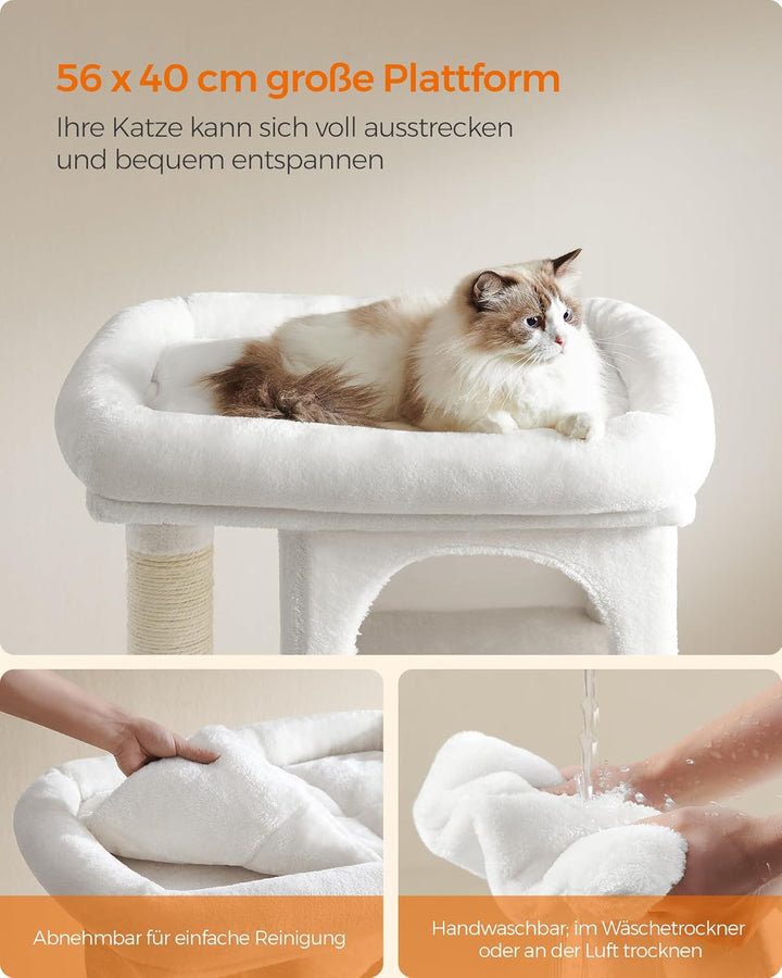 Feandrea Kratzbaum, 84 cm Katzenbaum, L, Katzenhaus für grosse Katzen bis zu 7 kg, grosse Plattform,