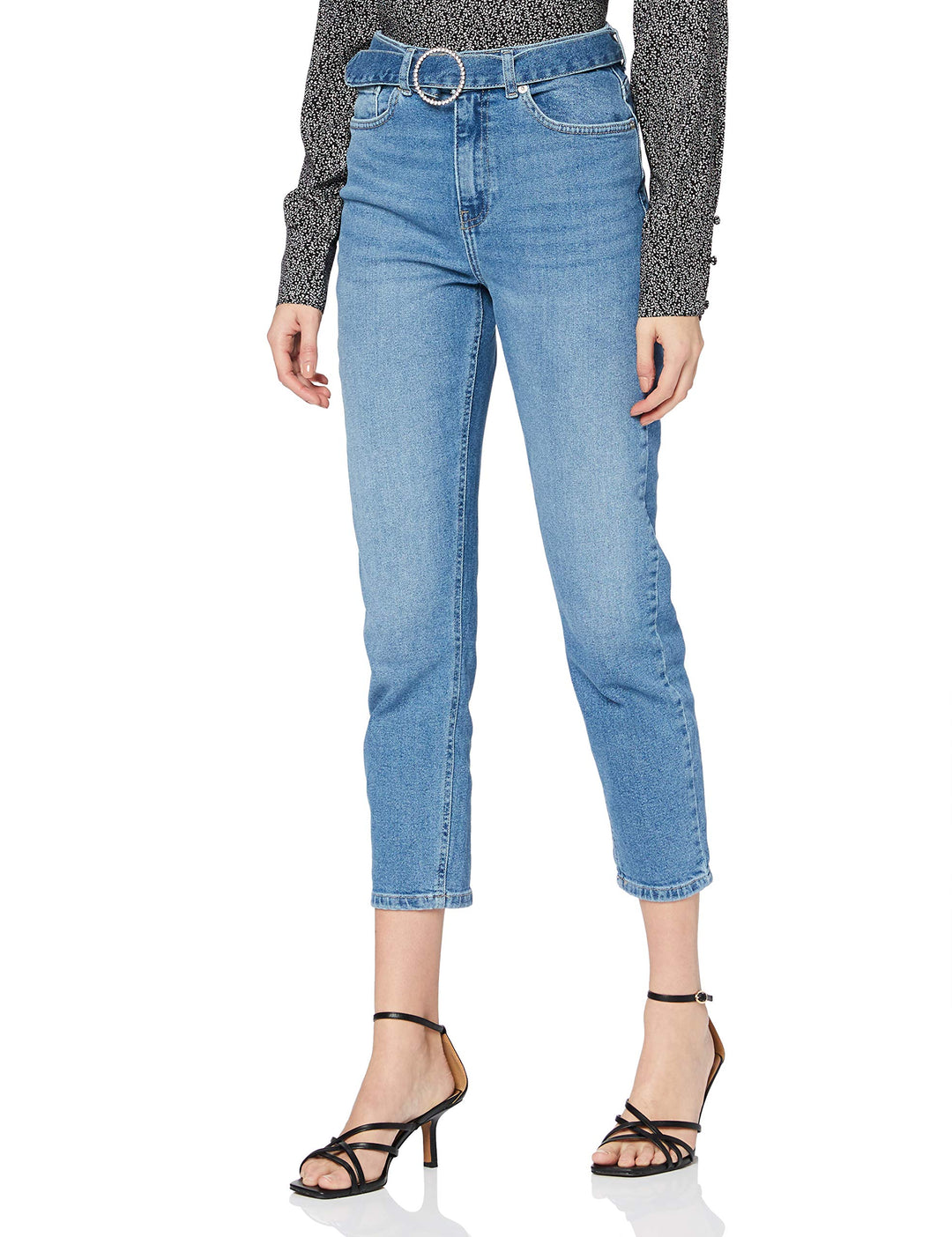 ONLY Damen Onlemily Life Hw Ankle Rs Belt DNM Bj Jeans 28W / 32L Medium Blue Denim, 28W / 32L Medium