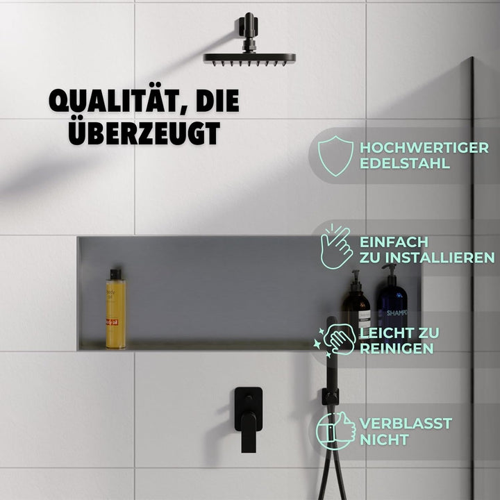 HAGO24 DIY Duschnische 90x30cm I Wandnische Dusche aus Edelstahl I einbaubare Duschablage in silber