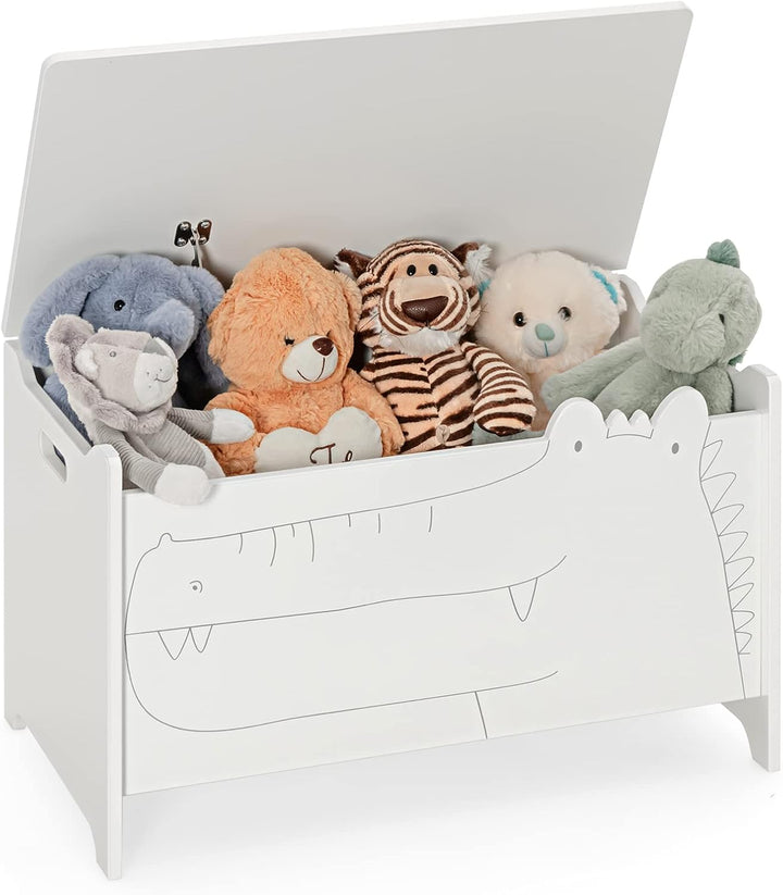 GOPLUS Kinder Spielzeugkiste mit Krokodilmuster, Aufbewahrungsbox mit Sicherheitsscharnieren & Siche