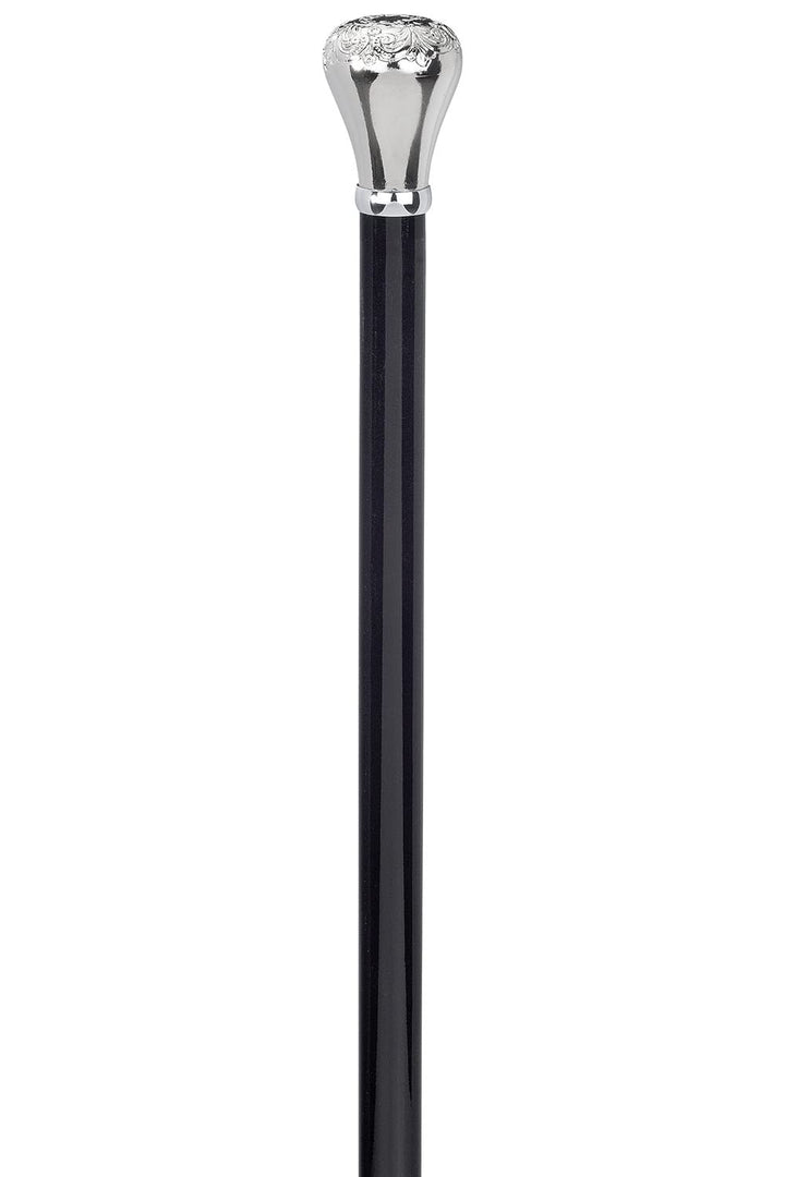 Gehstock Frackstock Silver mit ziseliertem Chromknauf 1 Stück (1er Pack), 1 Stück (1er Pack)
