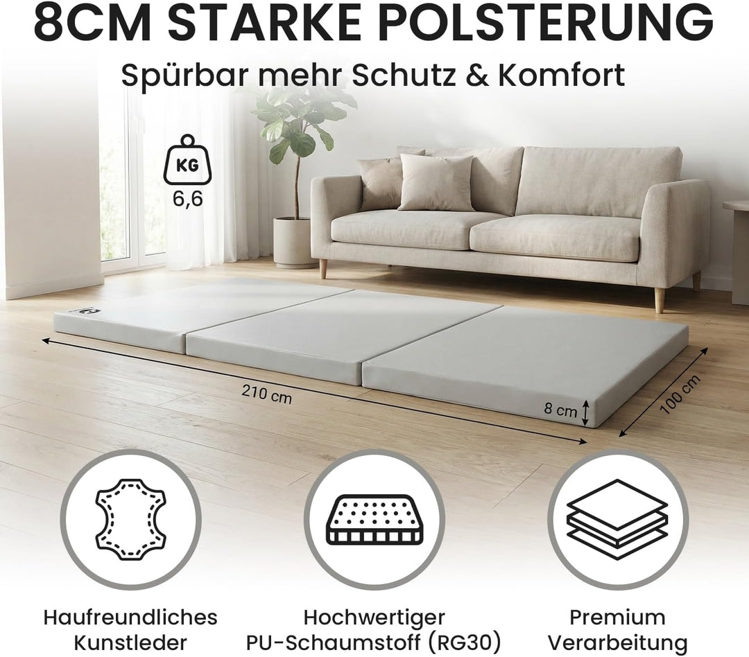 Jeflex - klappbare Weichbodenmatte & Turnmatte 210 x 100 x 8 cm MADE IN GERMANY/Gymnastikmatte tragb