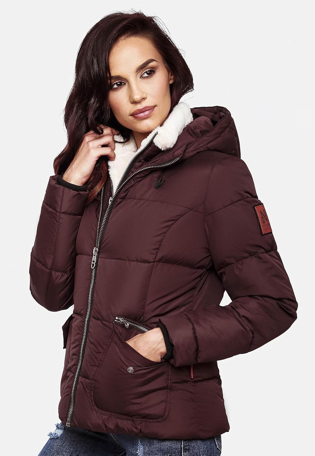 Navahoo Damen warme Winter Steppjacke Megan XS-XXL S Wine, S Wine
