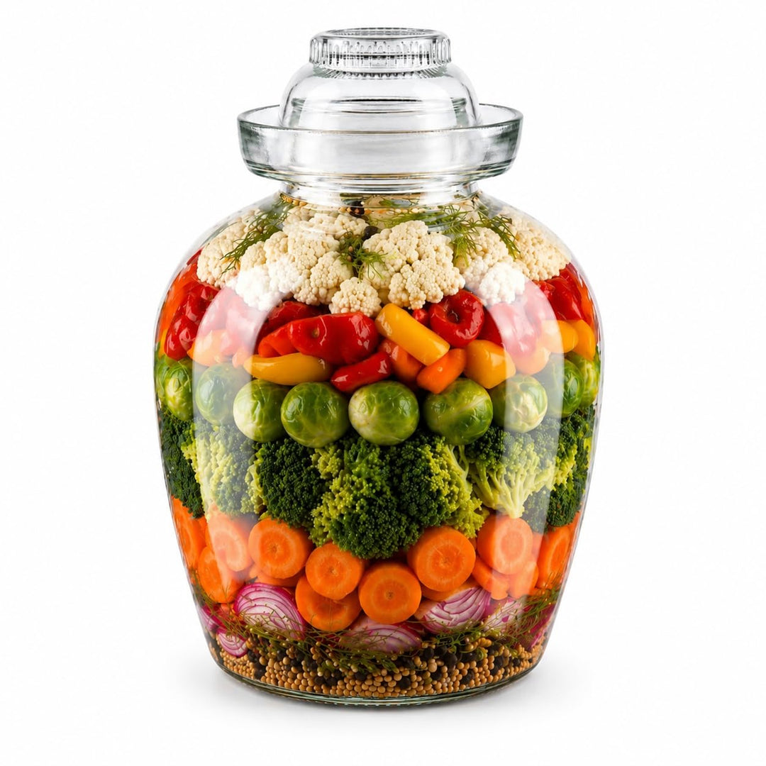 Kimchi -Glas Gärglas mit breiter Öffnung und Wasserverschluss Fermentieren Topf Gemüse Glastopf Glas