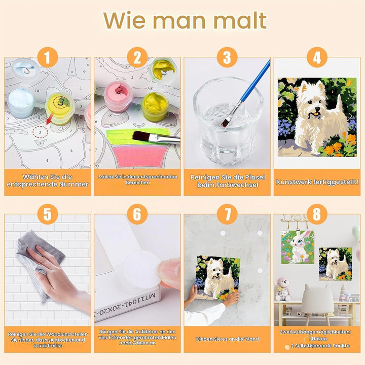 GHHKUD Malen Nach Zahlen Set für Kinder und Erwachsene - 4 Stück Süsse Kätzchen und Hund Motiv - Ab