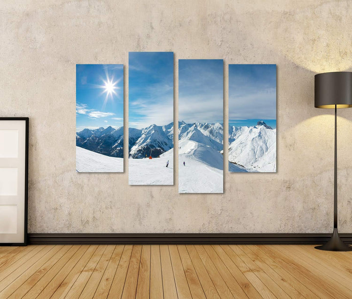 islandburner Bild auf Leinwand Skipiste In Den Bergen Bilder Wandbilder Poster Leinwand 130x80cm - 4