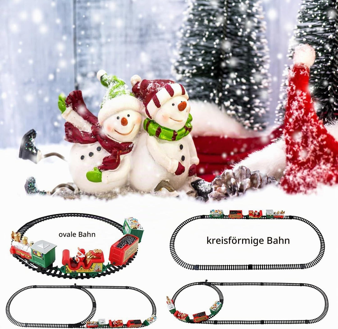 Klassischer Elektrischer Weihnachtszug Set für den Tannenbaum – Spielzeug Eisenbahn mit Weihnachtsma