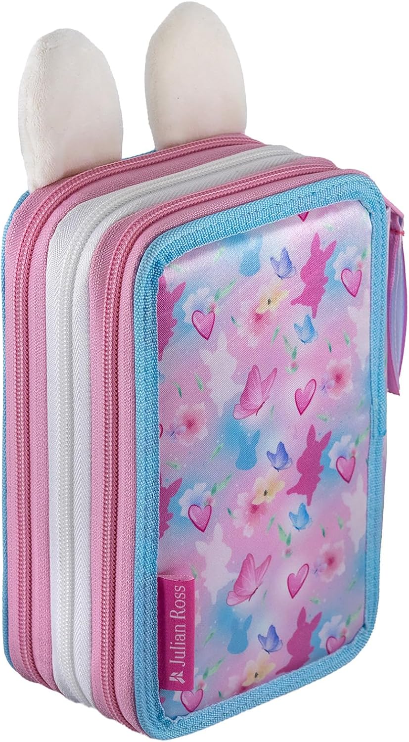 Julian Ross Ballerina Bunny Federmäppchen Kinder, 3 Organisierte Fächer, Federtasche Junge Gefüllt,