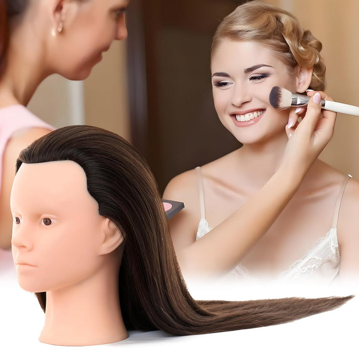 Neverland 71cm Frisierkopf Schminkkopf mit 60% Echthaar, Puppenkopf zum Frisieren Übungskopf Trainin
