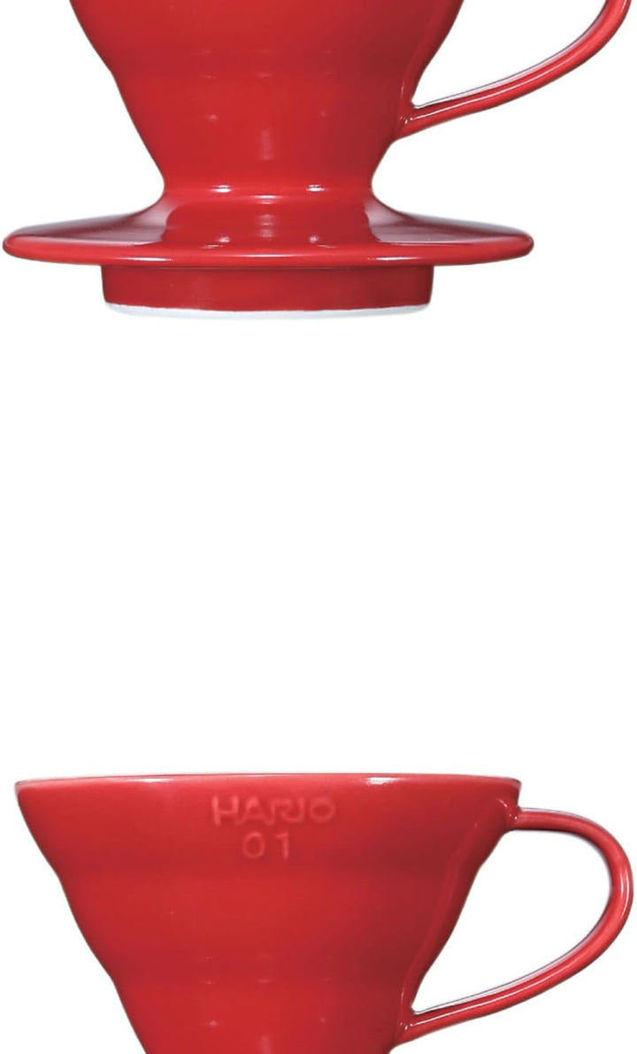 HARIO VDCR-01R V60 Transparenter Kaffee-Tropfer 01 Keramik Rot Kaffee-Tropfer für 1-2 Tassen Rot/Aus