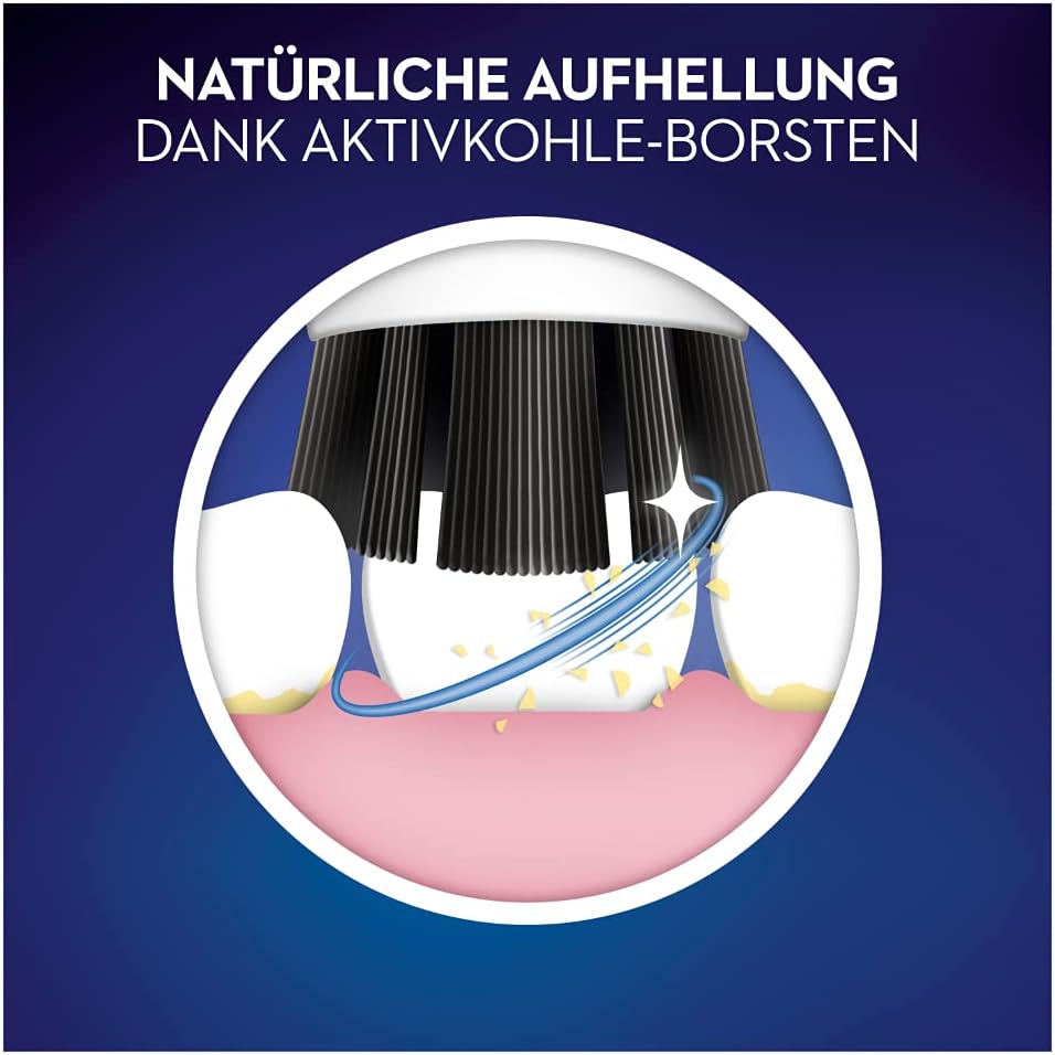 Oral-B Pure Clean Aufsteckbürsten für elektrische Zahnbürste, 3 Stück, mit Aktivkohle-Borsten, Zahnb