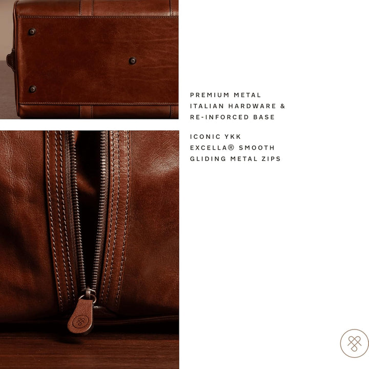 Maxwell-Scott Hochwertige Grosse Leder Reisetasche FleroL in Dunkelbraun, Dunkelbraun