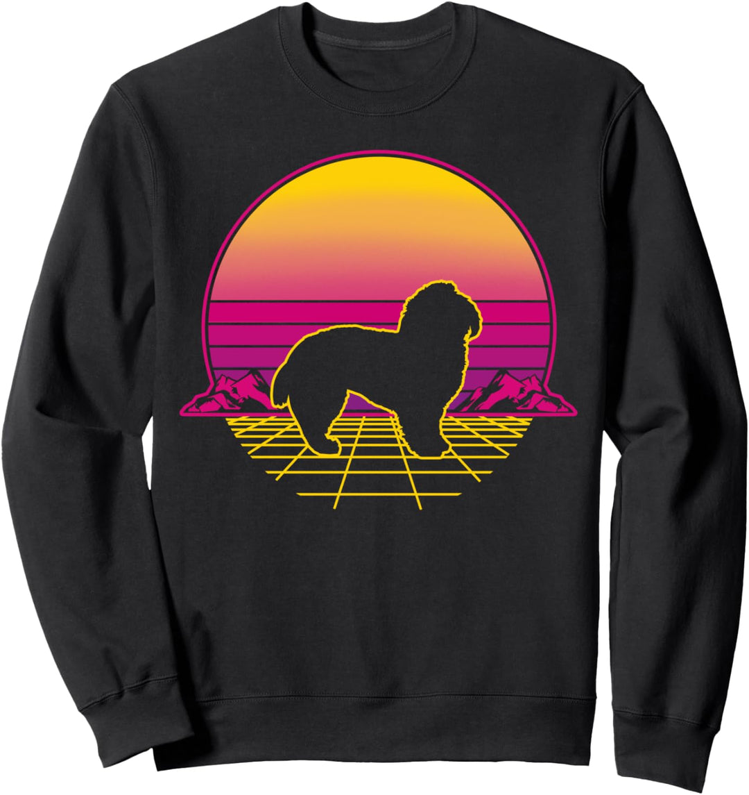 Malteser Hund Welpe Retro Vintage Sunset Sweatshirt