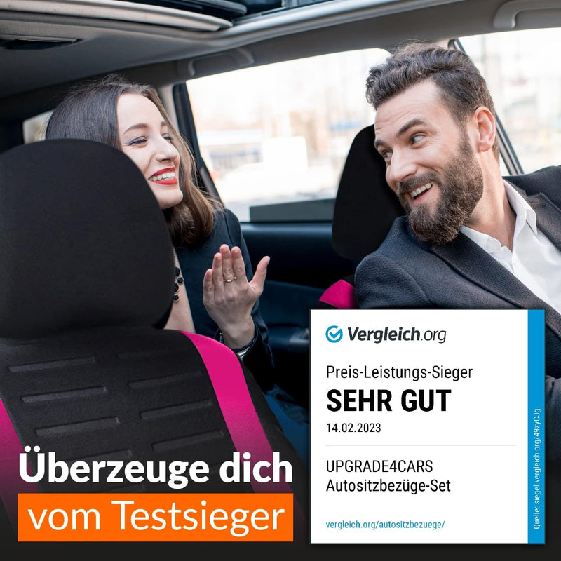 Upgrade4cars Autositzbezüge Set Universal | Auto-Schonbezüge für die Vordersitze & Rückbank in Pink