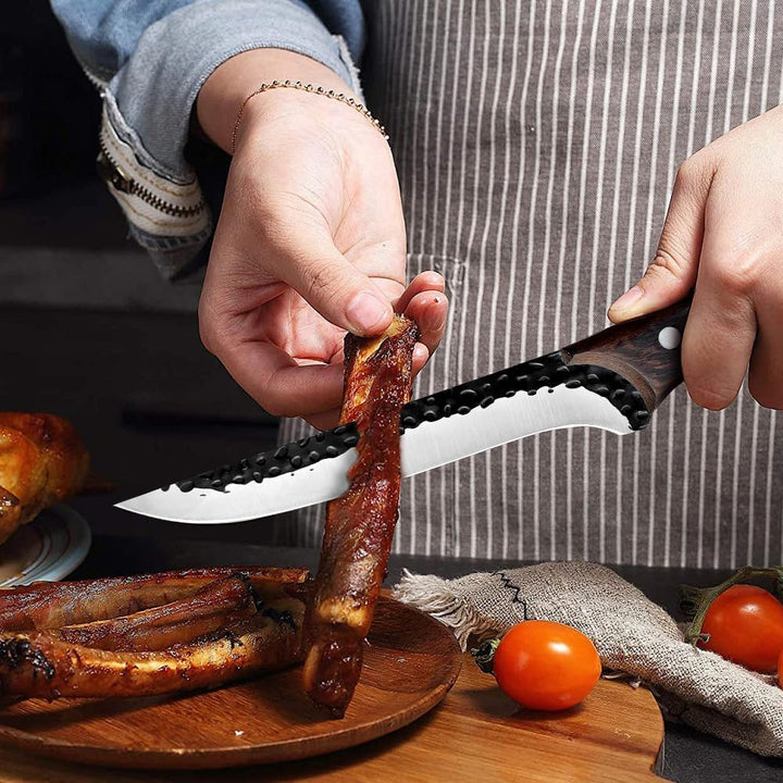4 set professionelles Metzger Messer Set Schneidbrett, Schleiferstange Hand geschmiedet Wikinger Küc