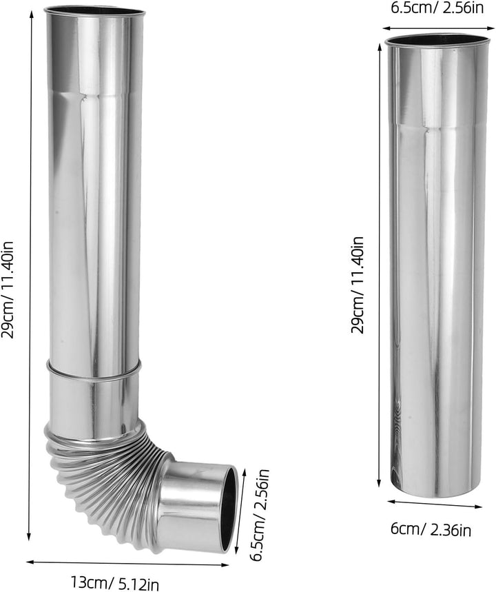 BESTonZON Rauchrohr Edelstahl 1 Satz Ofenrohr aus Edelstahl mit 2,36 Durchmesser und 90° Bogen für Z