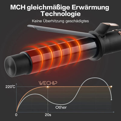 Lockenstab Automatisch 360° Rotierender, WeChip Lockenstab Grosse Locken 32 mm, [Nano-Titan-Beschich