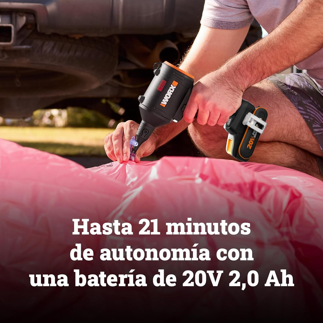 WORX 20V Akku-Staubbläser mit bürstenlosem Motor, elektrisches Luftgebläse zum Reinigen, Aufblasgerä