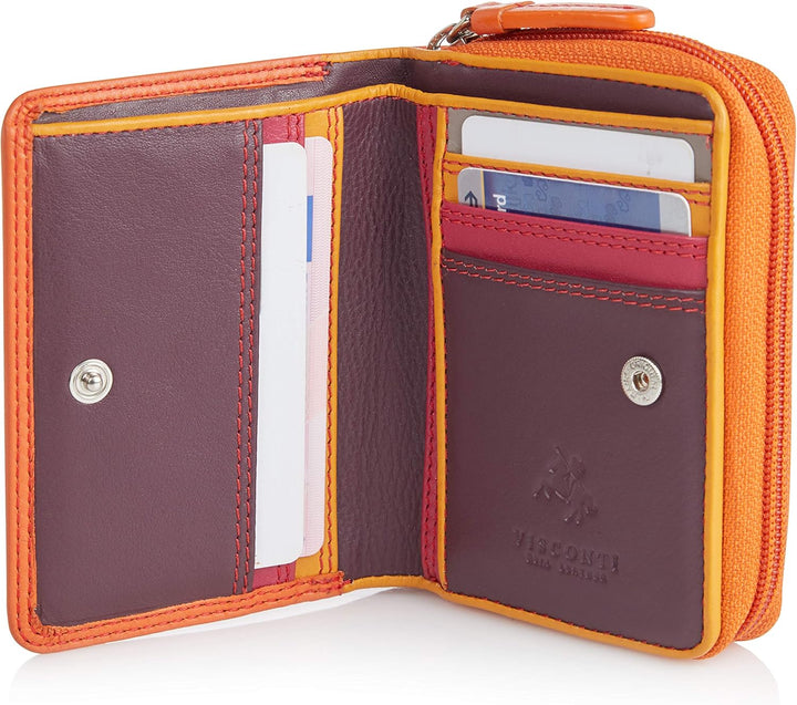 VISCONTI Twofold Leder Damen Geldbörse Portmonee Rainbow Multicolor/Mehrfarbig Small Purse(RB53) Ora