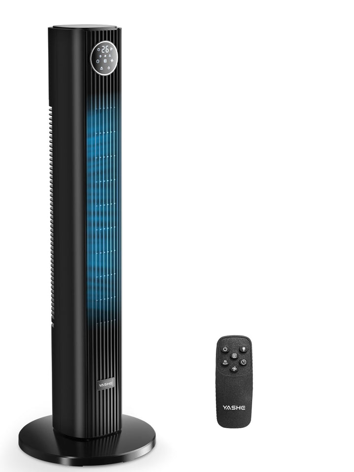 YASHE Turmventilator mit Fernbedienung, leiser Standventilator mit 28 dB, 3 Geschwindigkeiten, 4 Mod