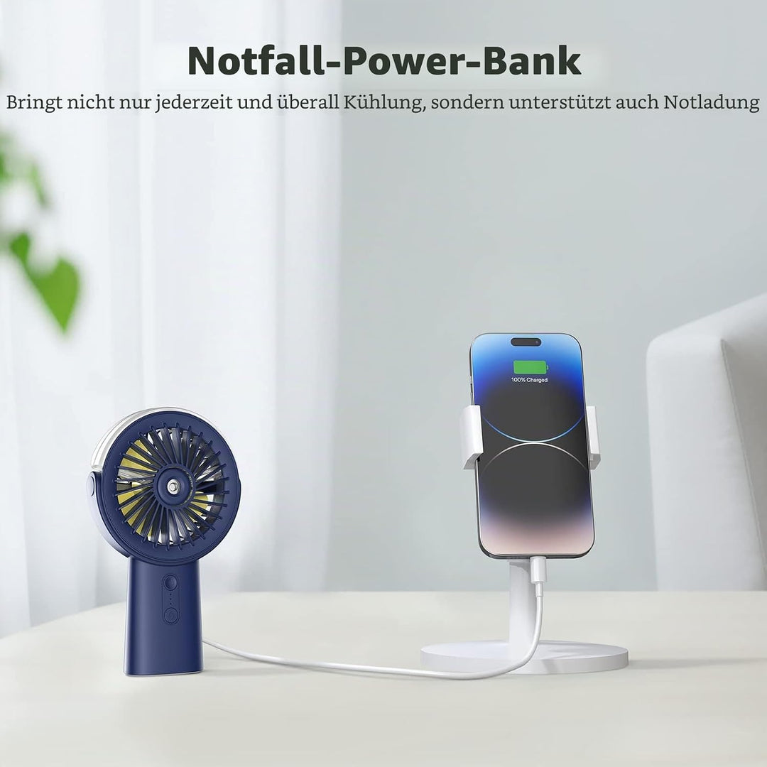 Otlonpe Handventilator Mit Wasserkühlung, 4000mAh Hand Ventilator Akku Aufladbar Mit Wasser, 3 Gesch