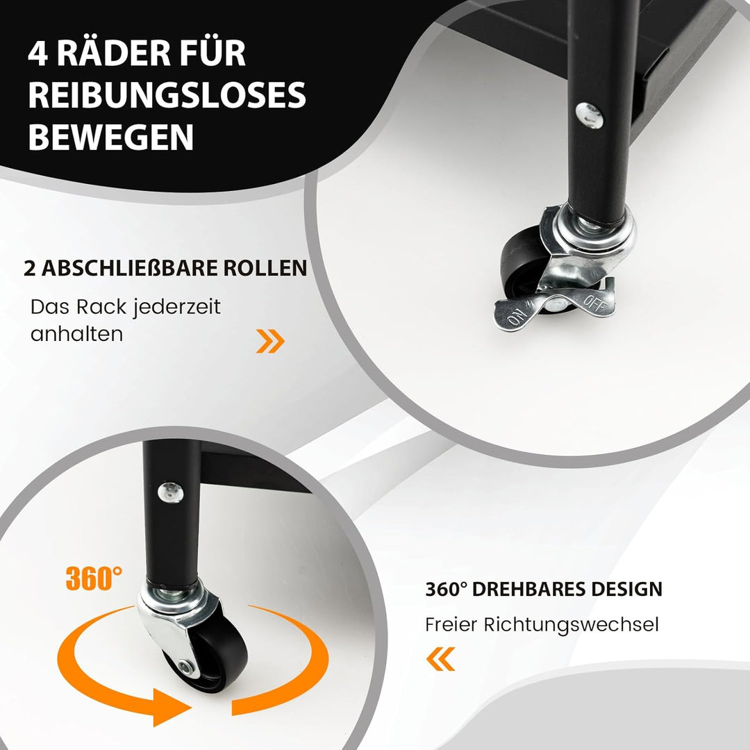 COSTWAY Servierwagen klappbar, Küchenwagen mit 4 Rollen, 2 feststellbar, 3 Etagen Metallregal, Allzw
