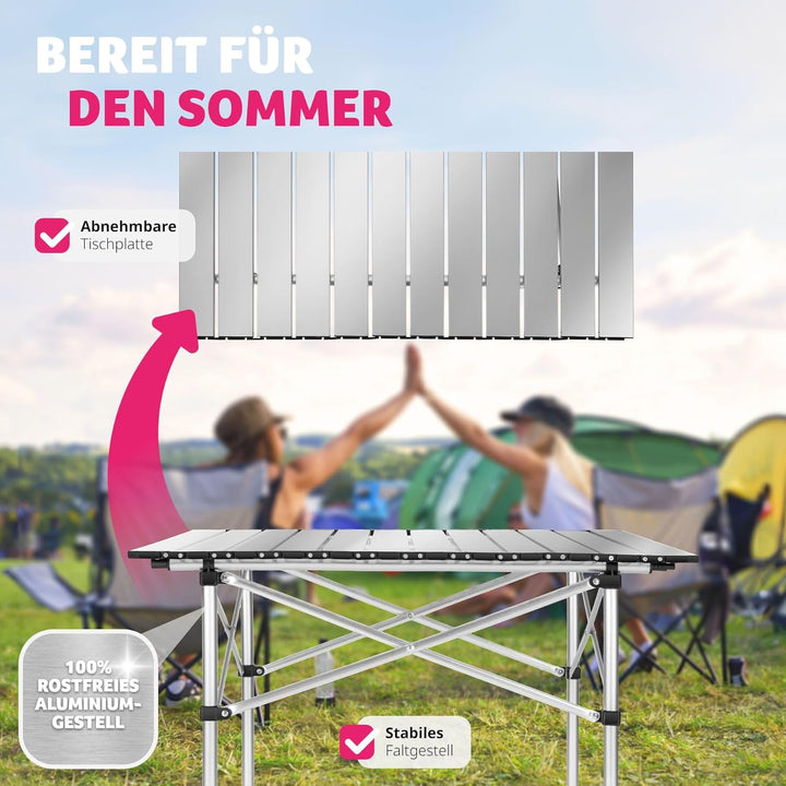 tectake® Camping Klapptisch, 70x70x70 cm, Kleiner Gartentisch, Beistelltisch, Balkontisch, Campingti