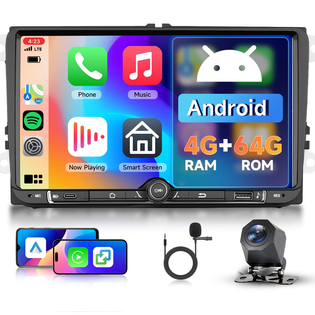Hodozzy 4G+64G Android Autoradio für VW Seat Altea Toledo Leon Skoda Fabia Passat mit Wireless Carpl