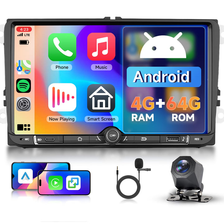 Hodozzy 4G+64G Android Autoradio für VW Seat Altea Toledo Leon Skoda Fabia Passat mit Wireless Carpl