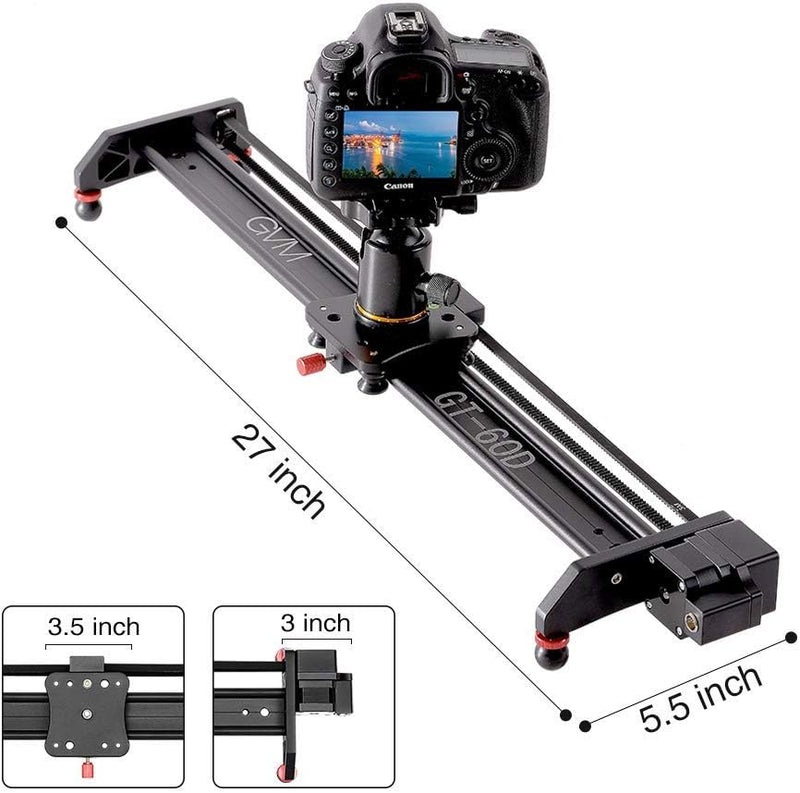 GVM Kamera Slider Motorisiert, 60cm Aluminiumlegierung Fotografie Video Slider, Kameraschlitten Pano