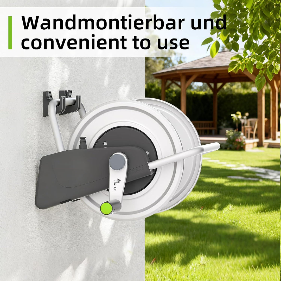 GartenSchlauchtrommel, Schlauchwagen für bis zu 20-30m 1/2 zoll-Schlauch, Wandmontierter Wasserschla