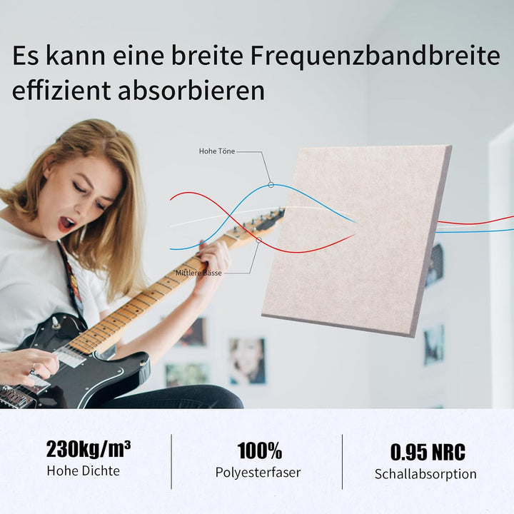 18 Stück Akustikplatten Selbstklebend Beige, Abdeckung 1.62㎡ | Schallschutz &amp; Schalldämmung für Wänd