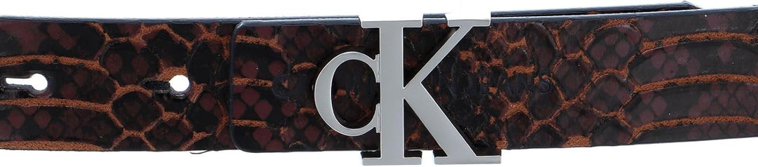 Calvin Klein CKJ Reversible Skinny Mono Belt W100 Snake Chocolate/Logo